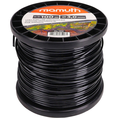 Linka AGRO LINE poliestrowa PET CZARNA 3,0mm 100m AG-102 MAMUTH