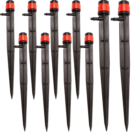 10x Zraszacz z regulowanym przepływem wbijany, 1/4” 0-80 l/h przy 1 barze, długość 15 cm, bez 5132. DR-045 MAMUTH