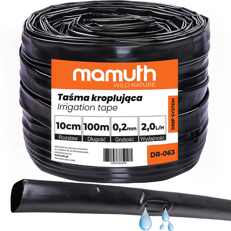 Taśma kroplująca 10cm 0,2mm 1,0L/h 100m rolka MAMUTH
